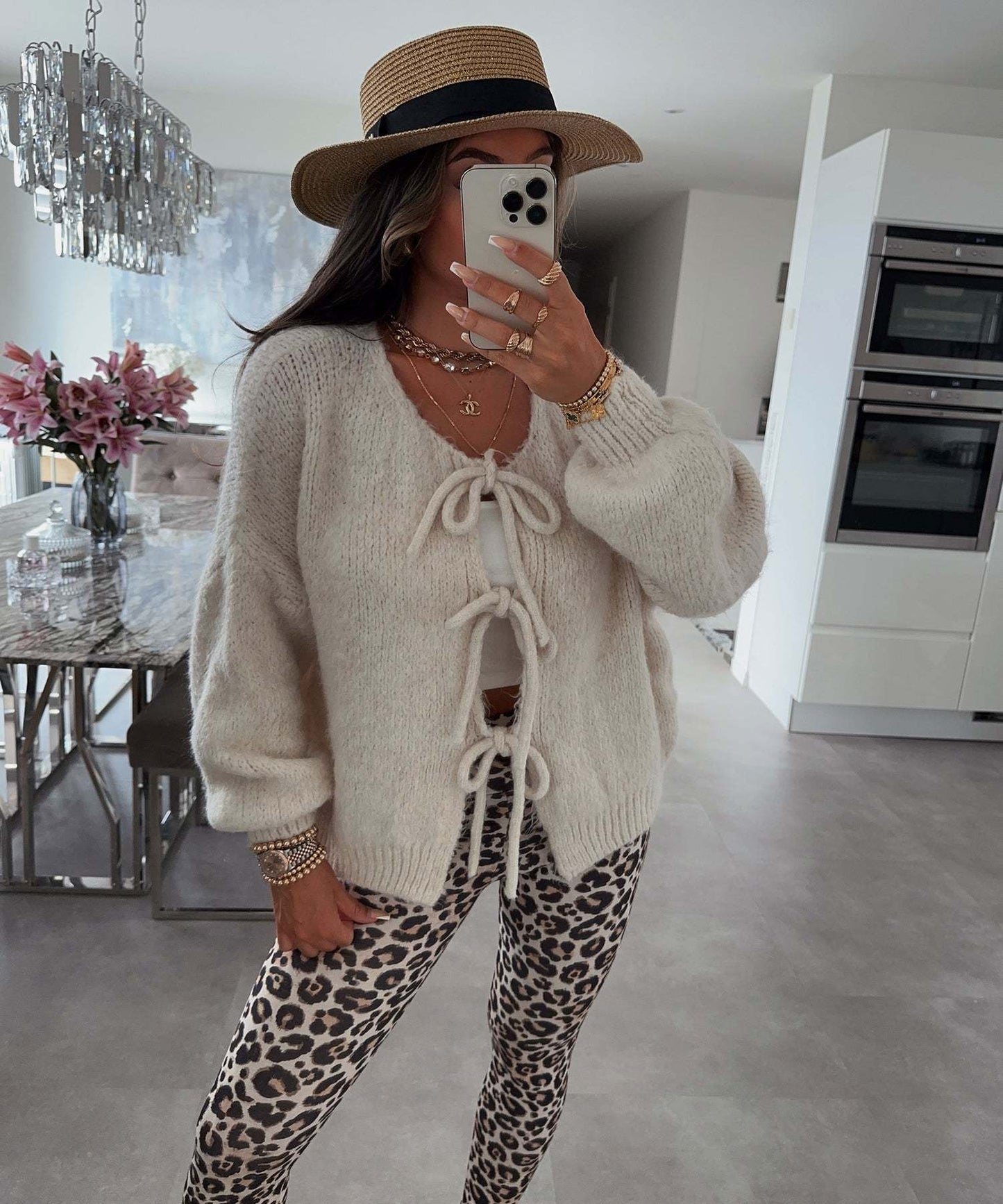 Callie Knitted Bow Lace Up Cardigan - www.Shopthatapp.com