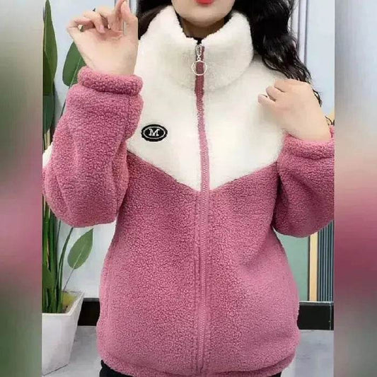 Fashionable Women's Woolen Jacket Zip up Thickened Winter coat - www.Shopthatapp.com