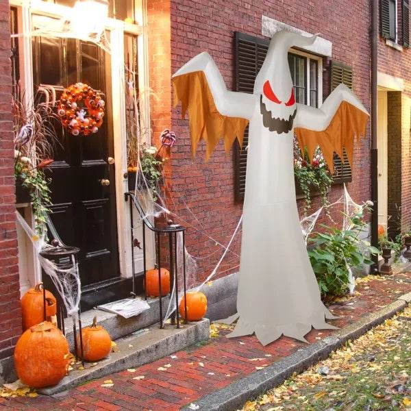 12ft 4pcs LED Lights Giant Scary Ghost Flames And Flashing Red Eyes Inflatable Halloween Decoration - www.Shopthatapp.com