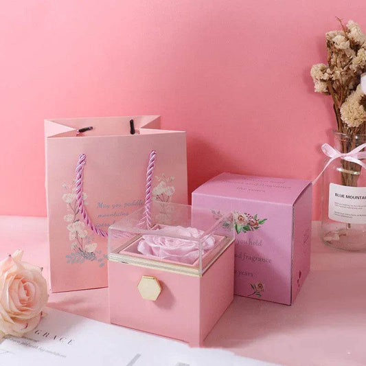 Fashion Acrylic Rotating  Valentine  Rose Jewelry gift  Box - www.Shopthatapp.com