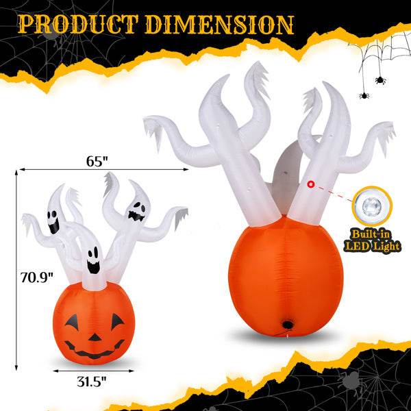 Halloween decorations - 5.9 FT Halloween Inflatable Pumpkin Ghost Outdoor Decorations - www.Shopthatapp.com