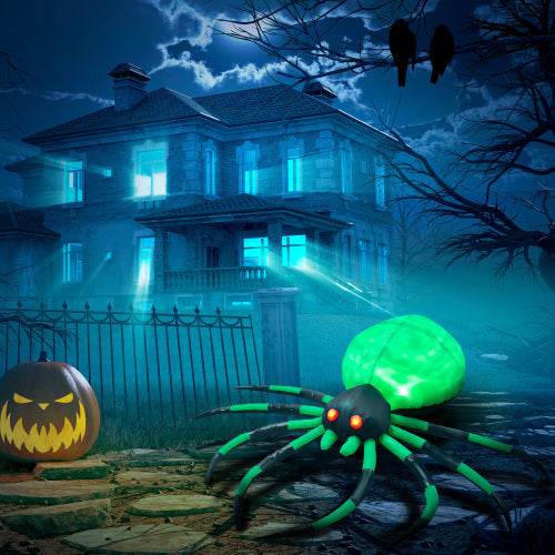 HOMCOM 6 Halloween Inflatable Outdoor Decoration Spider, Blow Up LED Yard Decor For Garden, Lawn, Party, Holiday, Waterproof - www.Shopthatapp.com