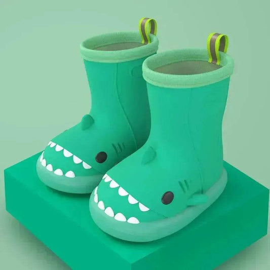 Children Boys Girls Cute Cartoon Waterproof Shoes Safety Rubber Shark Slippers Kids Rain Boots - www.Shopthatapp.com