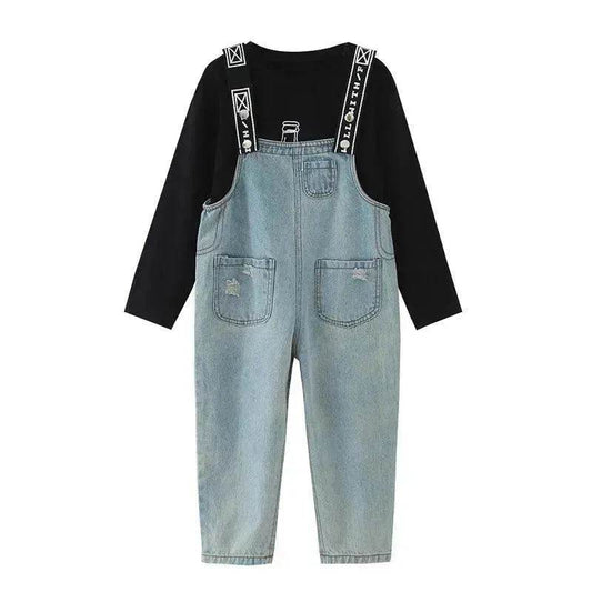 Children Jeans Denim Strap Romper Jumpsuit Pant - www.Shopthatapp.com