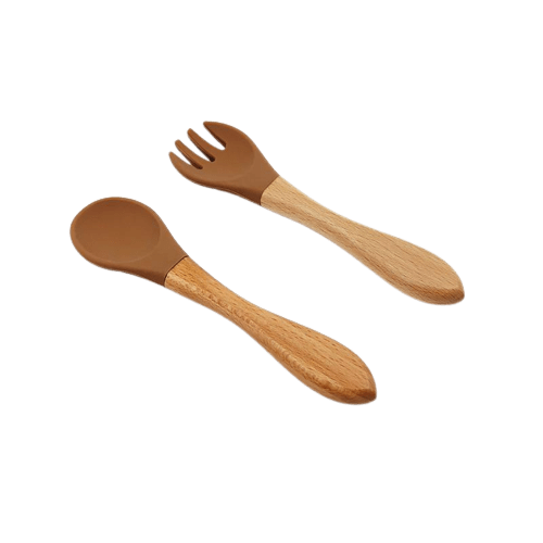 Clay Silicone Baby Spoon and Fork Set - www.Shopthatapp.com