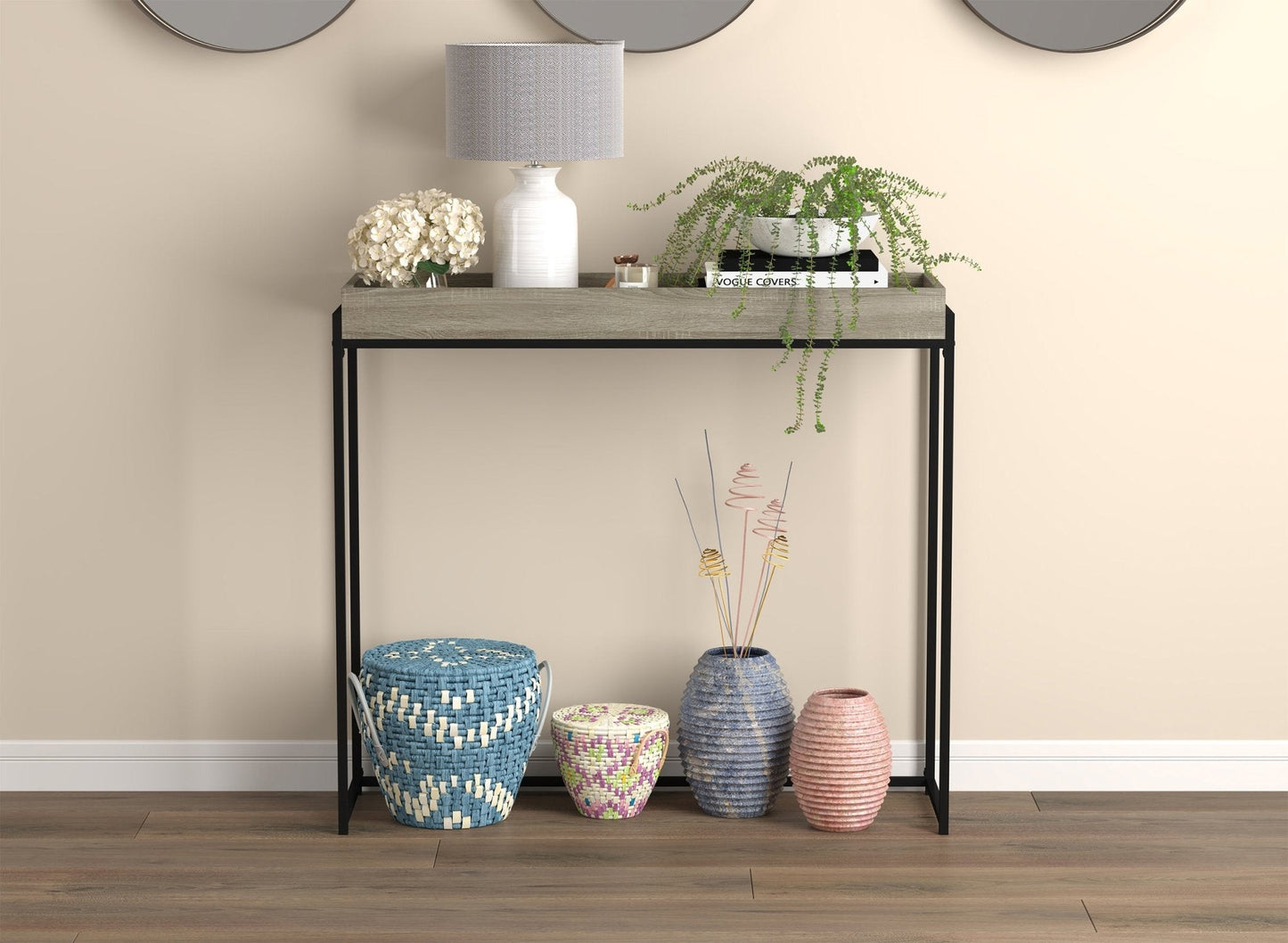 Console de canapé avec plateau taupe foncé