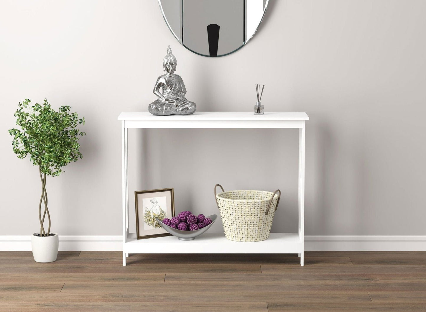 Console Sofa Table White 1 Shelf - www.Shopthatapp.com