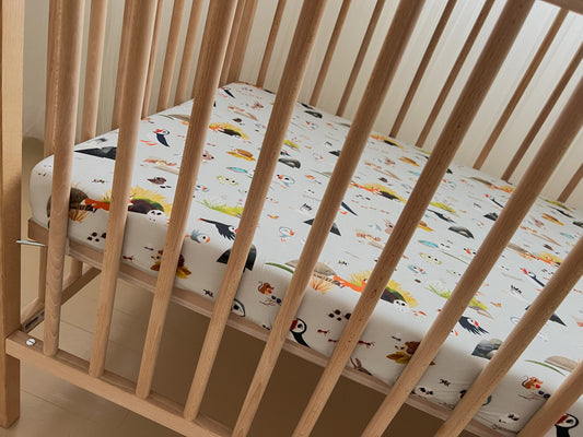 Snuggly Figs™ X Puffin Rock™ - Meadow Friends - Bamboo Crib Sheet - www.Shopthatapp.com