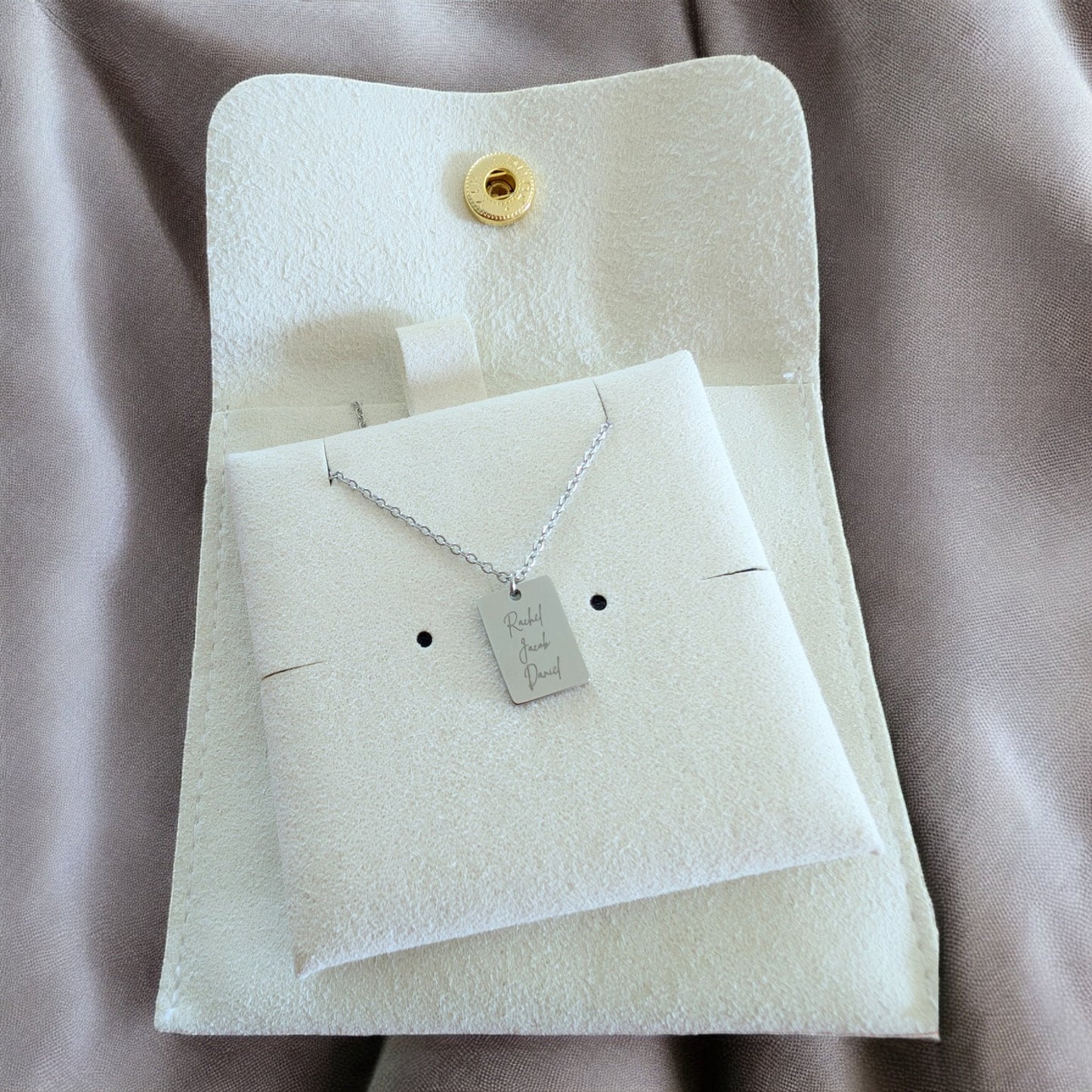 Collier petit rectangle imprimé à la demande