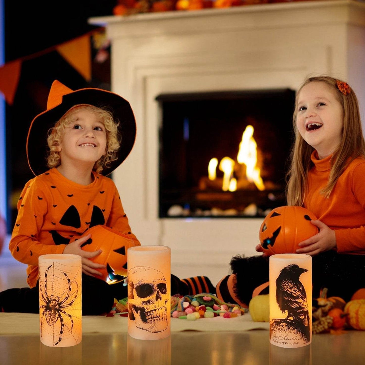 3 Pack Halloween Flameless Candle Lamp With Timer Setting Battery Operated Warm Orange Light Candles For Halloween Party Decoration - www.Shopthatapp.com