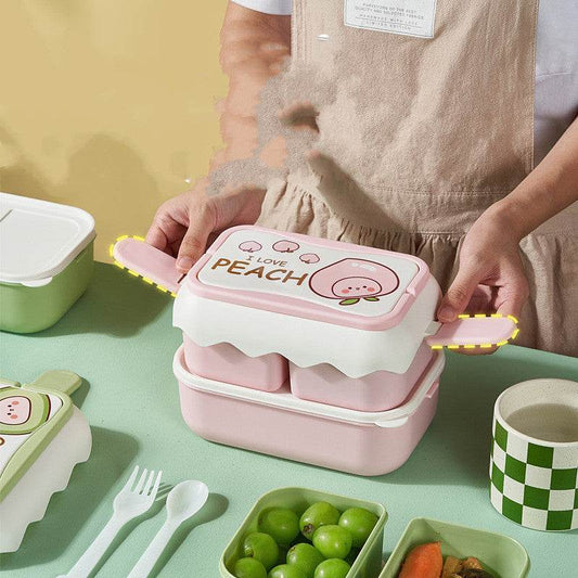 Cute Double Layered Kids Plastic Lunch Box - www.Shopthatapp.com
