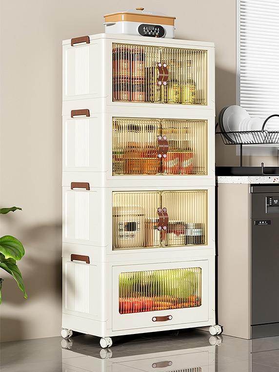 Baby Safety Transparent Opening Lid Indoor Home Decoration Storage Cabinet With Wheels - www.Shopthatapp.com