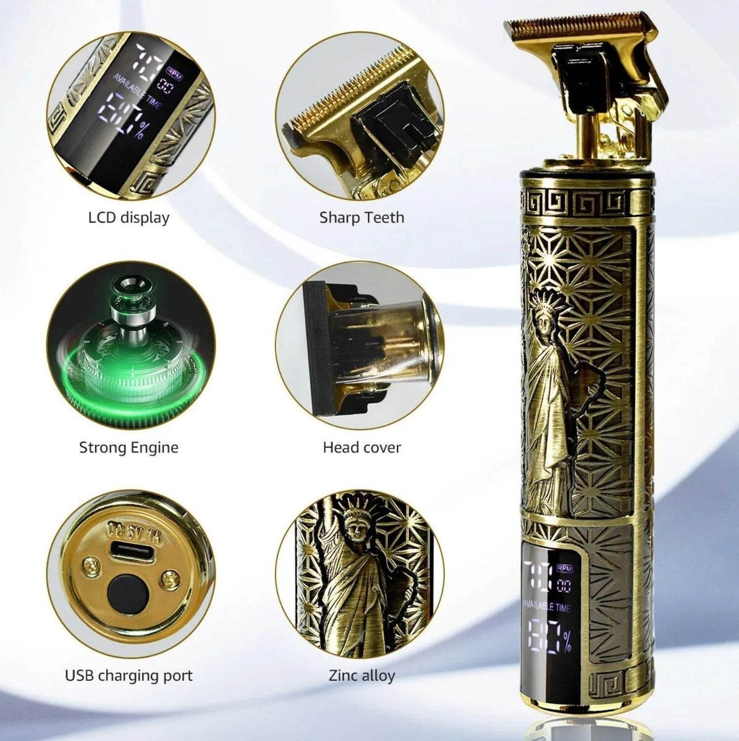 Beard Trimmer Hair Clippers Cordless Hair Cutting Kit Barber Shaving Machine For Men USB Rechargeable 1 PCS - www.Shopthatapp.com