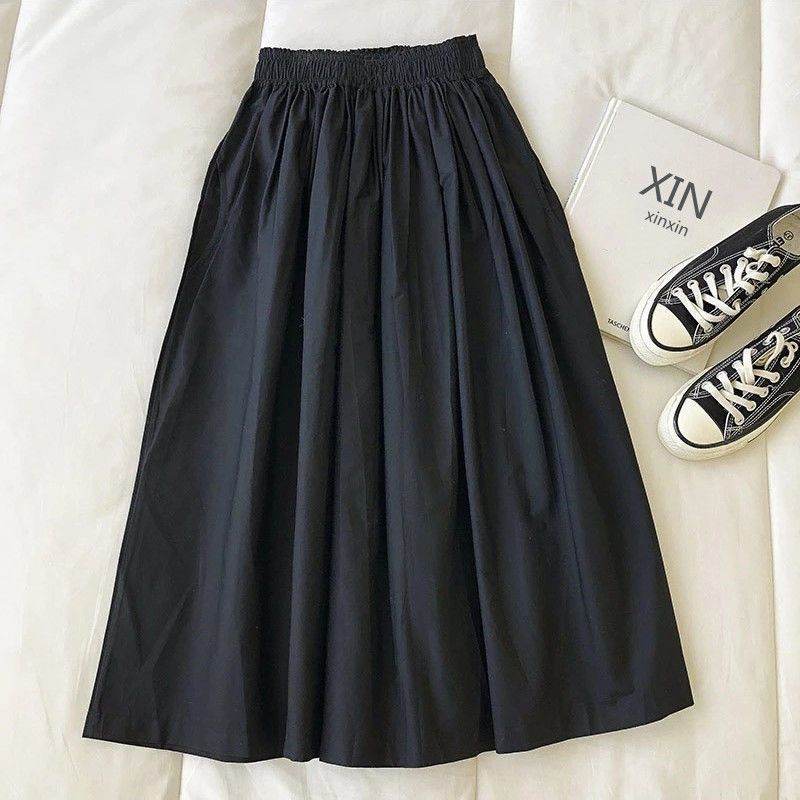 Solid Color Women Workwear Pleated Midi Skirt - www.Shopthatapp.com