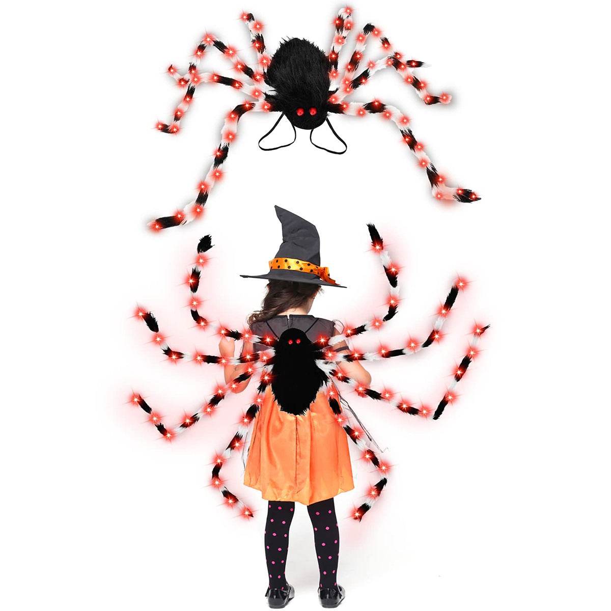 Halloween Spider Backpack Nine LED Modes Plush Sugar Bag - www.Shopthatapp.com