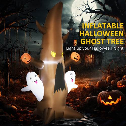 5 Halloween Inflatables Outdoor Decorations Ghost Tree With Pumpkins, Blow-Up LED Yard Decor Indoor Outdoor For Garden, Lawn, Party, Holiday - www.Shopthatapp.com