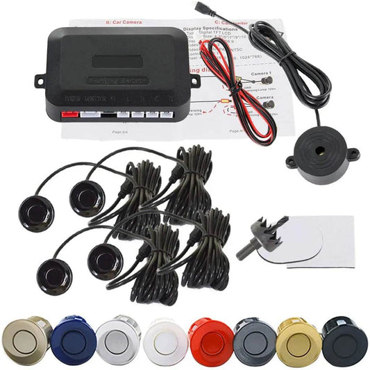 Auto Car LED Crescent Buzzer Radar Parking Sensor 4 Probes Car Camera - www.Shopthatapp.com