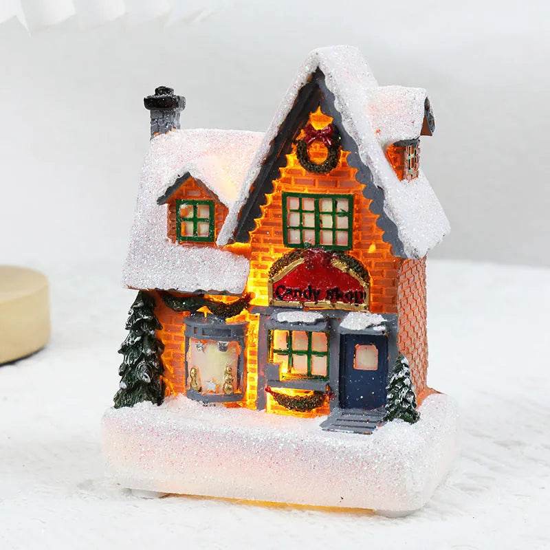 Christmas Decorations Resin Small House Luminous Ornaments - www.Shopthatapp.com