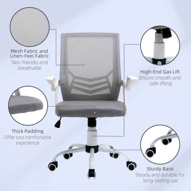 Office Chair, Gaming chair Ergonomic Desk Chair with Flip-up Arm and Lumbar Back Support for Home, Grey - www.Shopthatapp.com