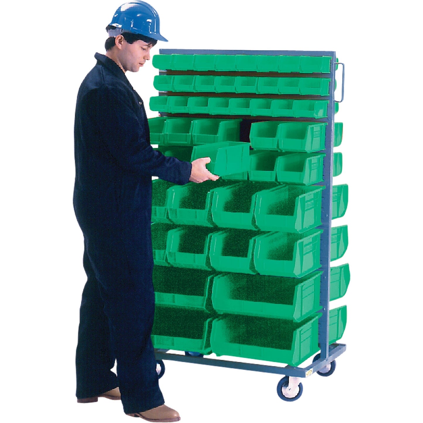 Double-Sided Mobile Bin Rack, Double-sided, 96 bins, 36" W x 24" D x 63" H - www.Shopthatapp.com