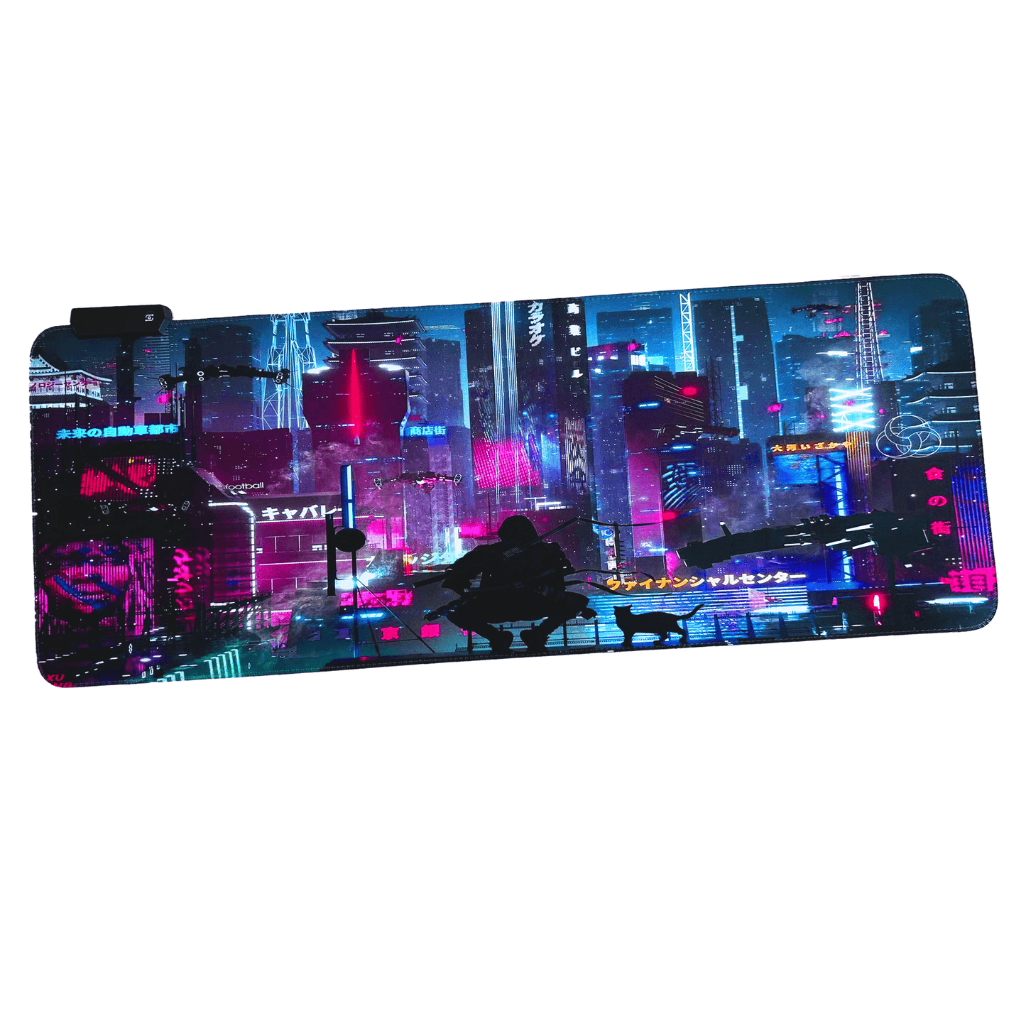 Cyberpunk Night City Dystopian DS2 LED Mouse Mat Mouse Pad 7 led lights smooth surface - www.Shopthatapp.com