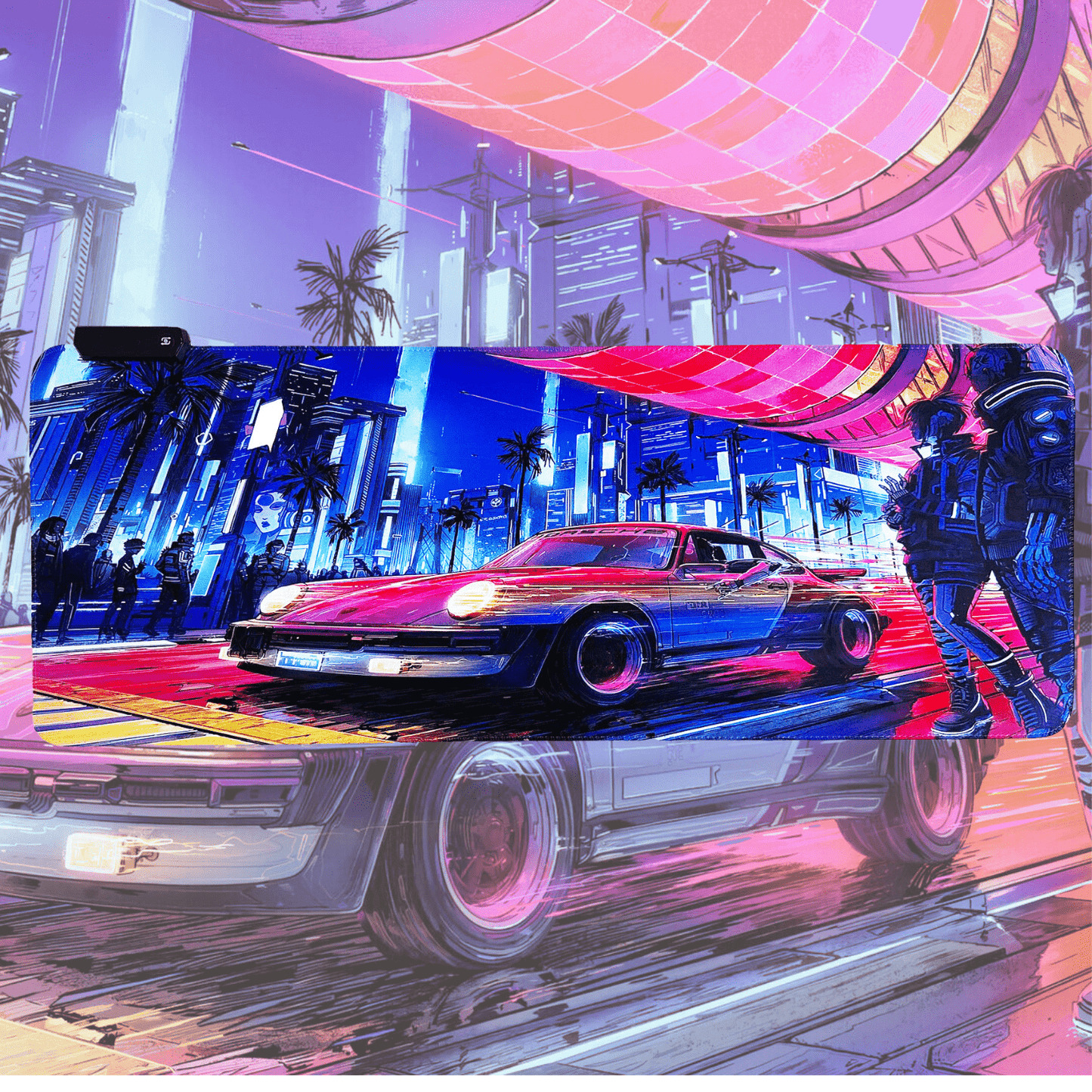 Cyberpunk Night City Dystopian DS3 LED Mouse Mat Mouse Pad 7 led lights smooth surface - www.Shopthatapp.com