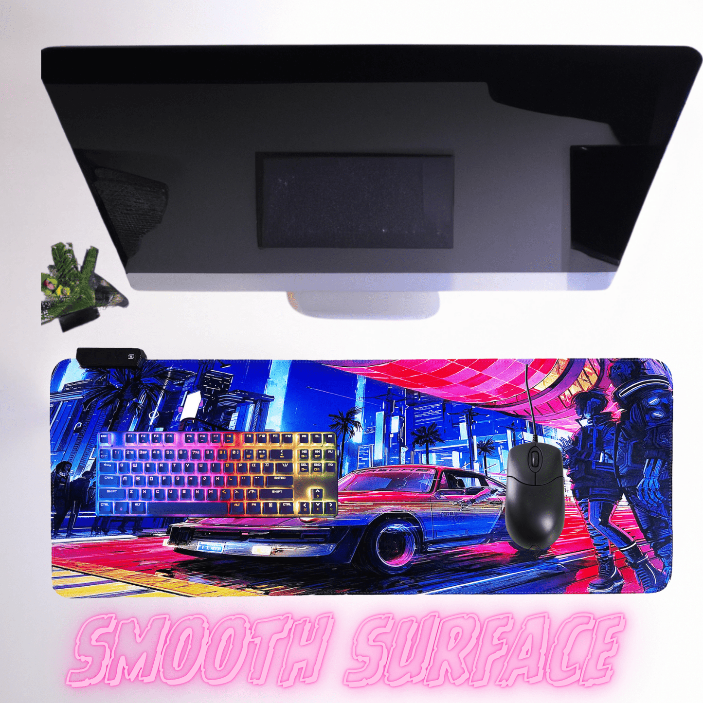 Cyberpunk Night City Dystopian DS3 LED Mouse Mat Mouse Pad 7 led lights smooth surface - www.Shopthatapp.com