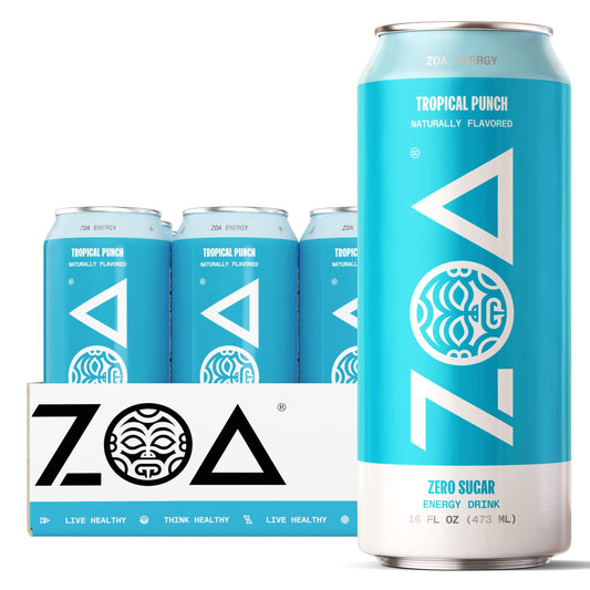Dwayne "The Rock" Johnson ZOA Energy Drink Blue Can Tropical Punch