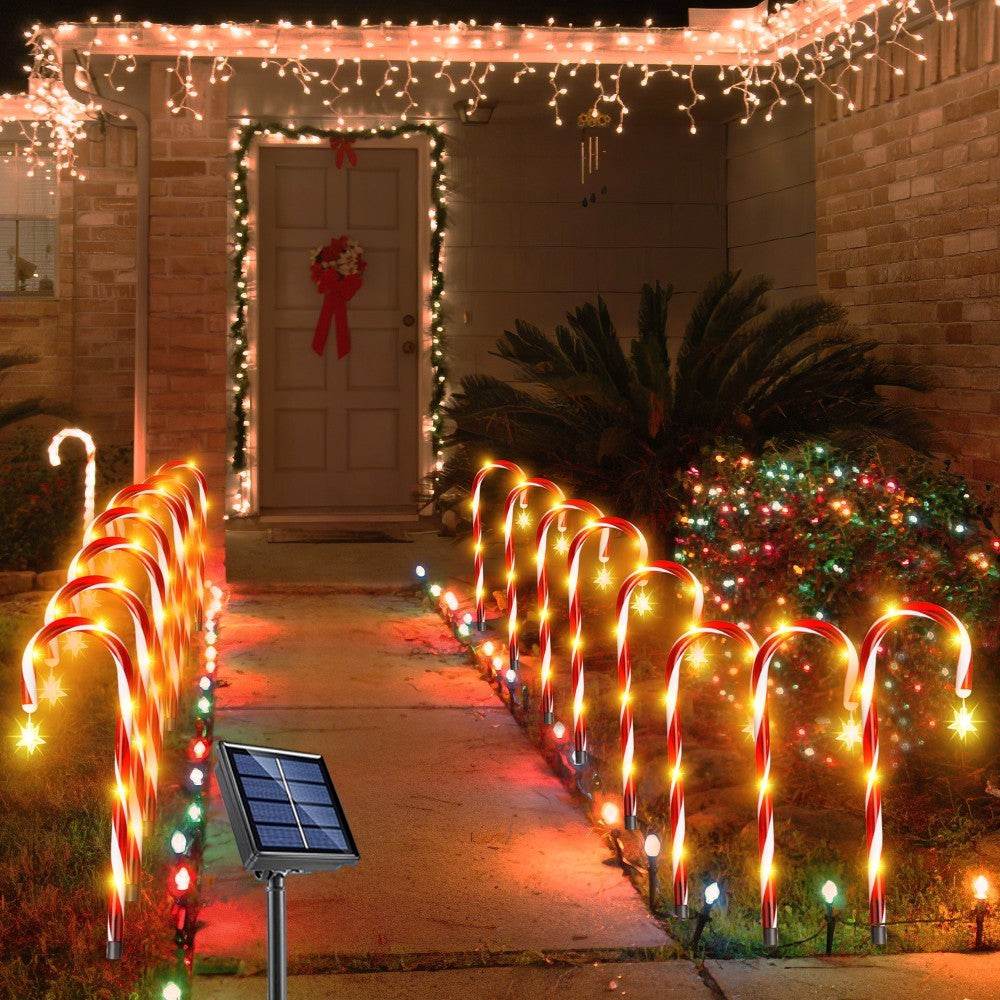 Christmas Solar Candy Cane Lamp Set Of 8 - www.Shopthatapp.com