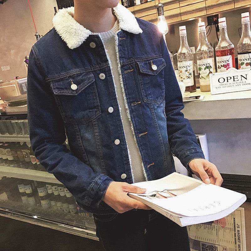 Winter Fleece-lined Denim Coat For Men Thickened Jeans jacket - www.Shopthatapp.com