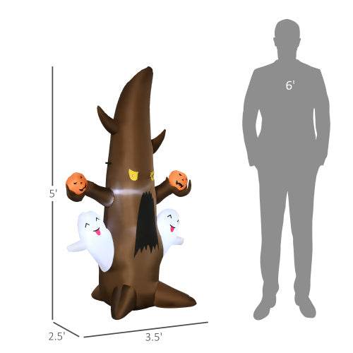 5 Halloween Inflatables Outdoor Decorations Ghost Tree With Pumpkins, Blow-Up LED Yard Decor Indoor Outdoor For Garden, Lawn, Party, Holiday - www.Shopthatapp.com