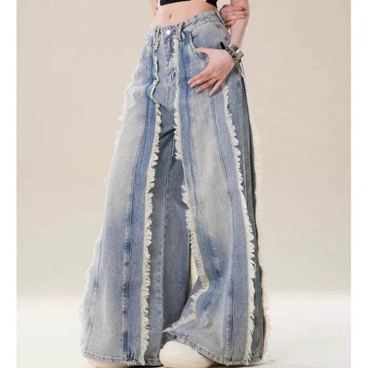 Jeans Destroyed Loose Burrs Wide Leg Bootcut Pants - www.Shopthatapp.com