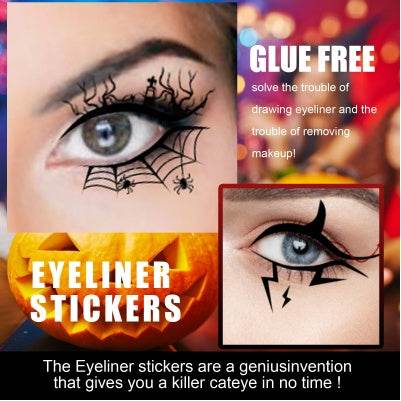 Halloween Eyeliner Patch, Scary Fashion Party Makeup Kit Bat Spider Decorative Eyeliner Eyeshadow Patch - www.Shopthatapp.com