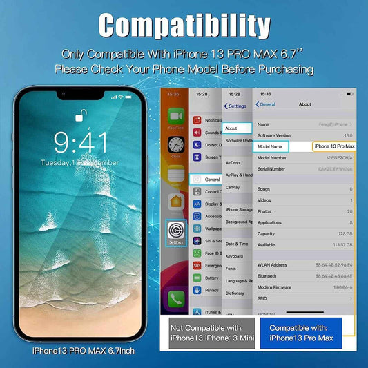 Screen protector for iPhone 14 Plus & iPhone 13/15 Pro Max Tempered Glass 3 pack - www.Shopthatapp.com