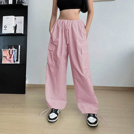 Women's Wide Leg Loose Plus Size Tether Straight Baggy Cargo Pants Women - www.Shopthatapp.com
