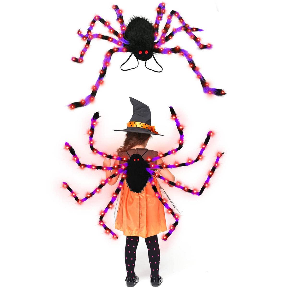 Halloween Spider Backpack Nine LED Modes Plush Sugar Bag - www.Shopthatapp.com
