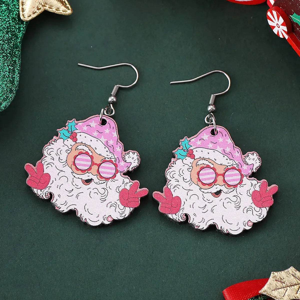 Funny Santa Claus Earrings Christmas Pendant Earrings Gift - www.Shopthatapp.com