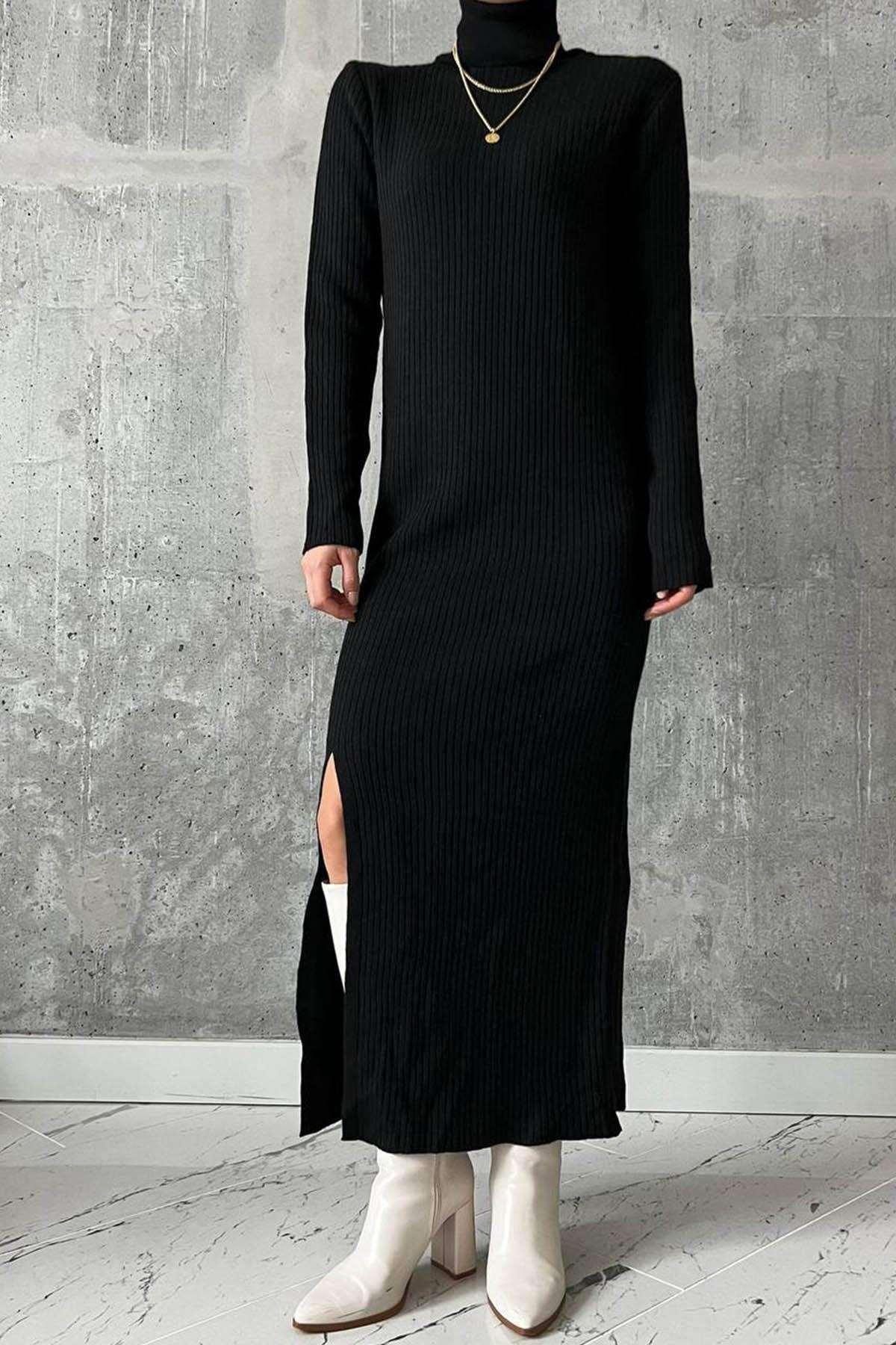 Eden Full Turtleneck Slit Dress - www.Shopthatapp.com