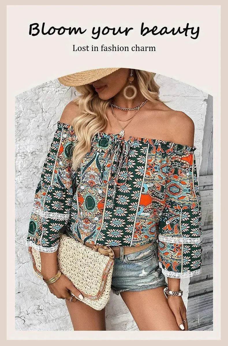 European American Fashion Floral Print Women's Blouse - www.Shopthatapp.com