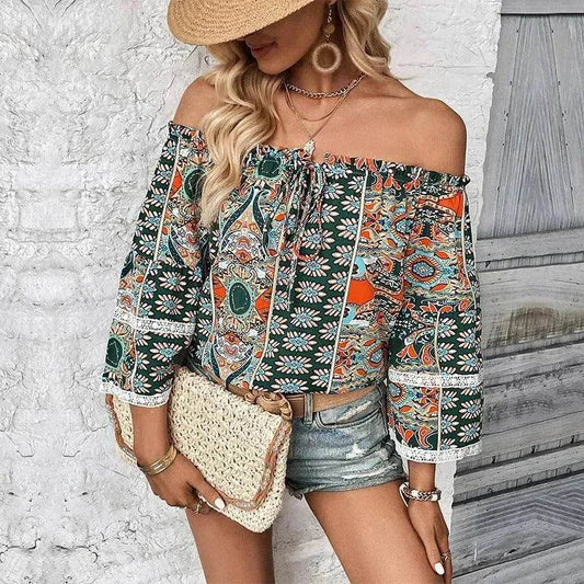 European American Fashion Floral Print Women's Blouse - www.Shopthatapp.com