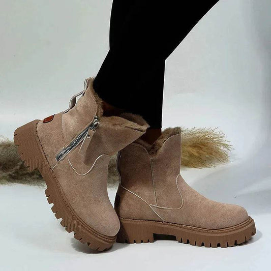 Thick Plush Snow Boots Women Faux Suede Non-slip Winter Shoes - www.Shopthatapp.com