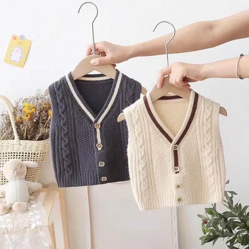 Children Knitted Chunky Sweater Outwear Vest kids - www.Shopthatapp.com