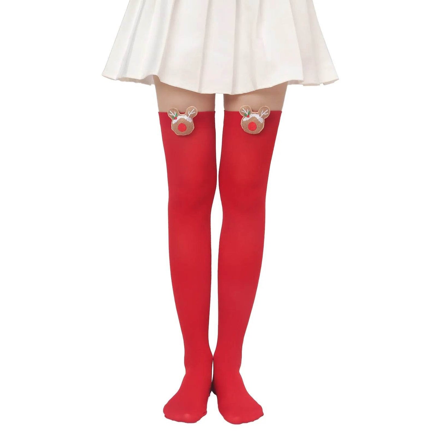 Christmas Plush Doll Knee Socks Bow Stockings - www.Shopthatapp.com