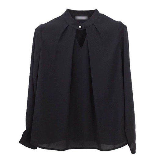 White Chiffon Blouse top Long Sleeves Office Blouses For Women - www.Shopthatapp.com