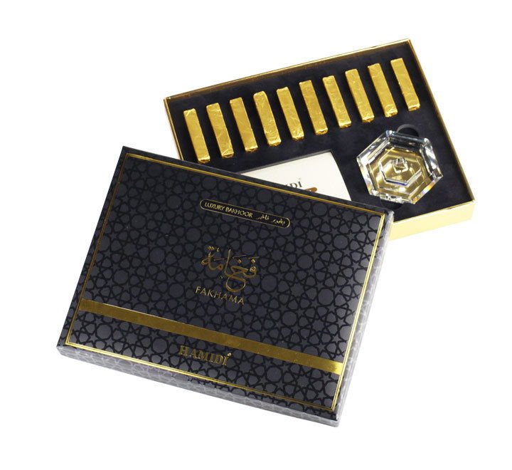 Fakhama Oud Sticks Canada in luxury box with decorative crystals for aromatic experiences