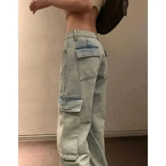 Fashion Y2K street Personality wide-leg Denim Jeans Trousers Women - www.Shopthatapp.com