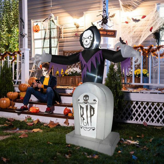 Grim Reaper And Grave, Halloween Inflatable Decoration 12V - www.Shopthatapp.com