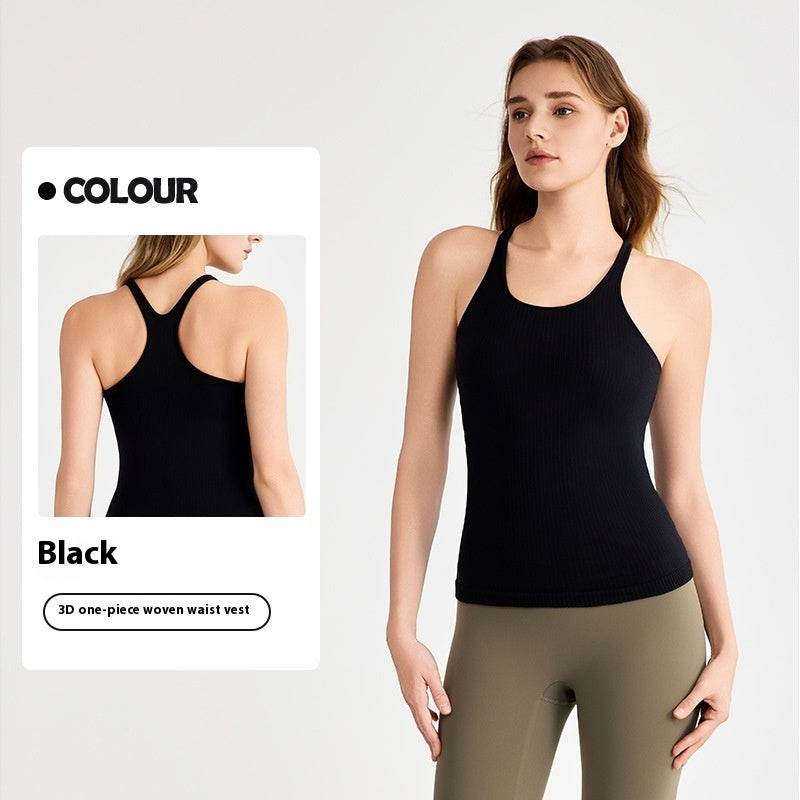 yoga clothes sleeveless Vest With Chest Pad Workout Top - www.Shopthatapp.com