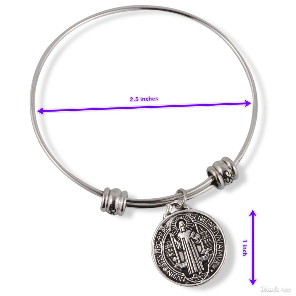 St Benedict Bracelet | Medal San Benito Religious Jewelry Bracelet Bangle - www.Shopthatapp.com