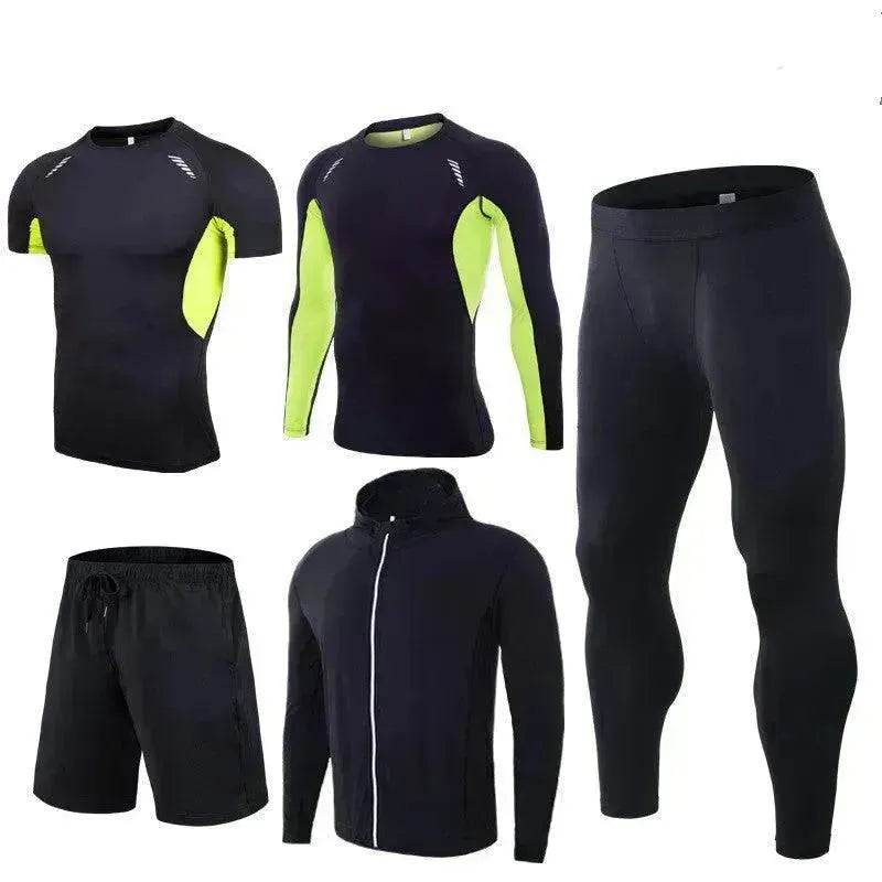 Men's Workout set Five-piece fitness wear - www.Shopthatapp.com